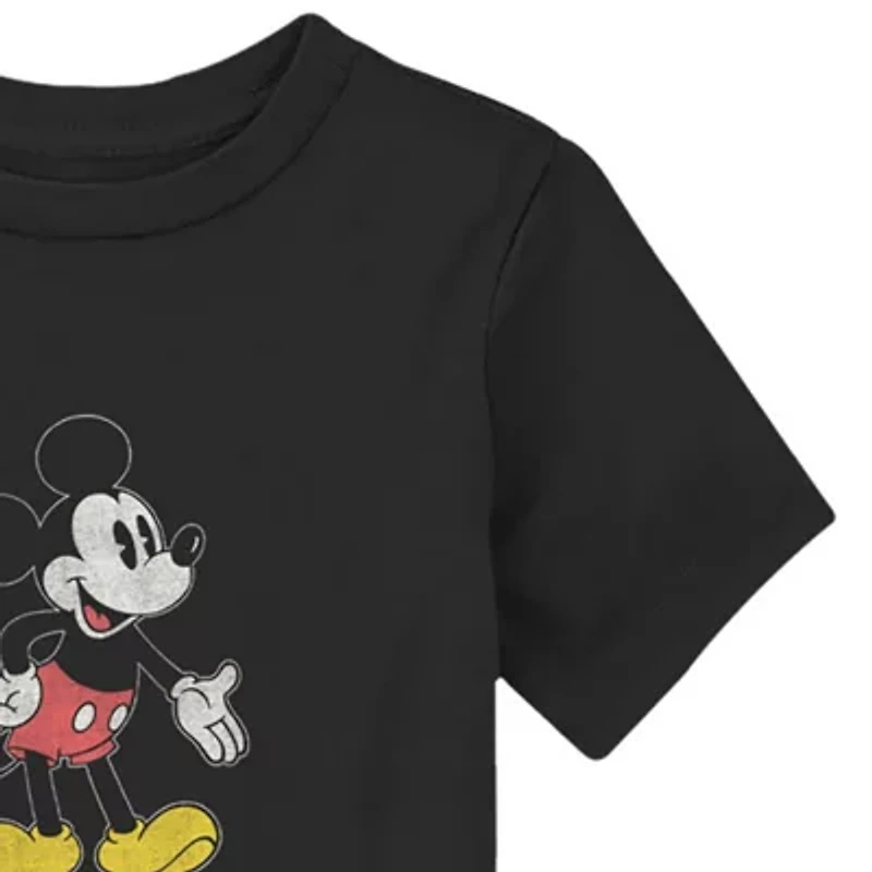 Disney Collection Toddler Boys Crew Neck Short Sleeve Regular Fit Mickey Mouse Graphic T-Shirt