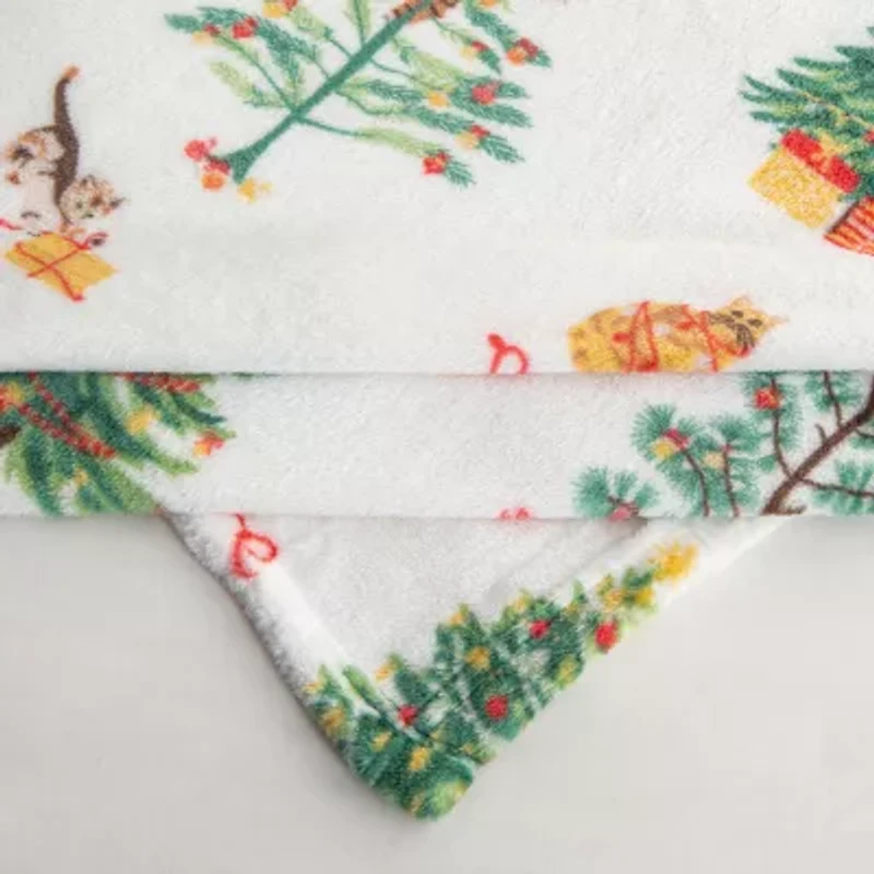 Linery Printed Holiday Velvet Plush Washable Reversible Midweight Throw