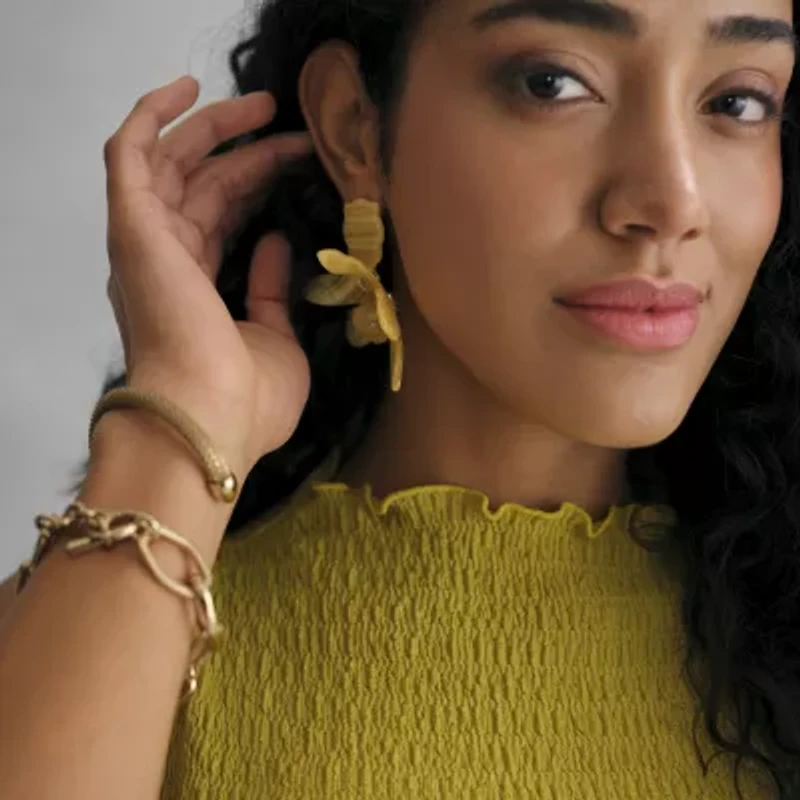 Bijoux Bar Gold Tone Womens Flower Hypoallergenic Drop Earrings