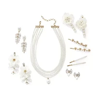 Bijoux Bar Gold Tone Womens Glass Simulated Pearl Bow Hypoallergenic Drop Earrings