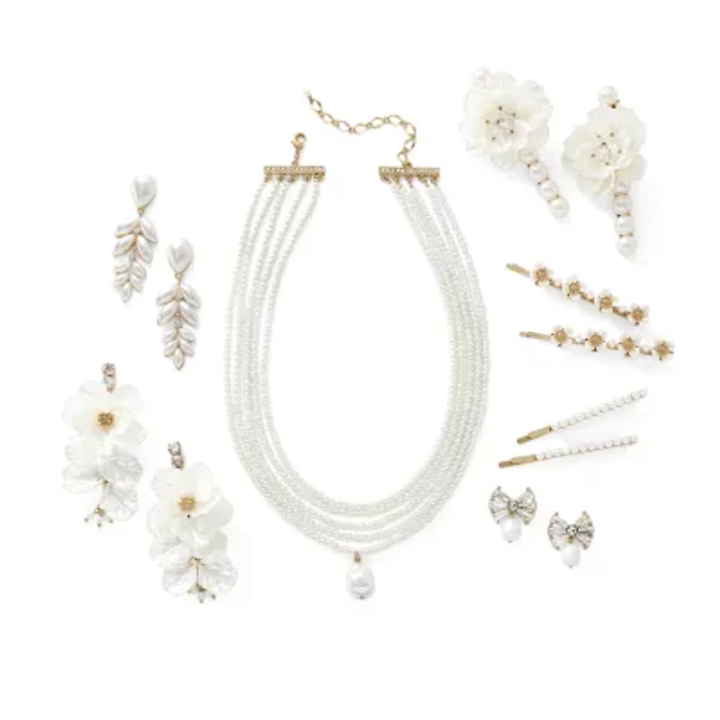 Bijoux Bar Womens White Glass 10K Gold Over Brass Hypoallergenic 16 Inch Strand Necklace