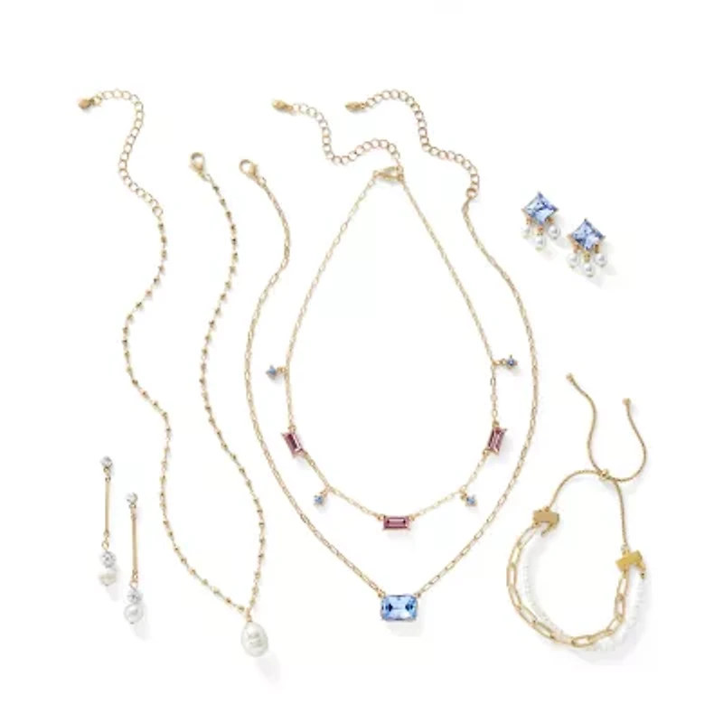 Bijoux Bar Delicates Gold Tone Womens Multi Color 16 Inch Collar Necklace