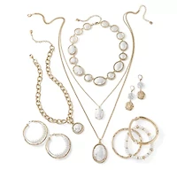 Worthington Gold Tone Womens White 27 Inch Strand Necklace