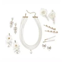 Bijoux Bar Gold Tone Womens White Glass Simulated Pearl Drop Earrings