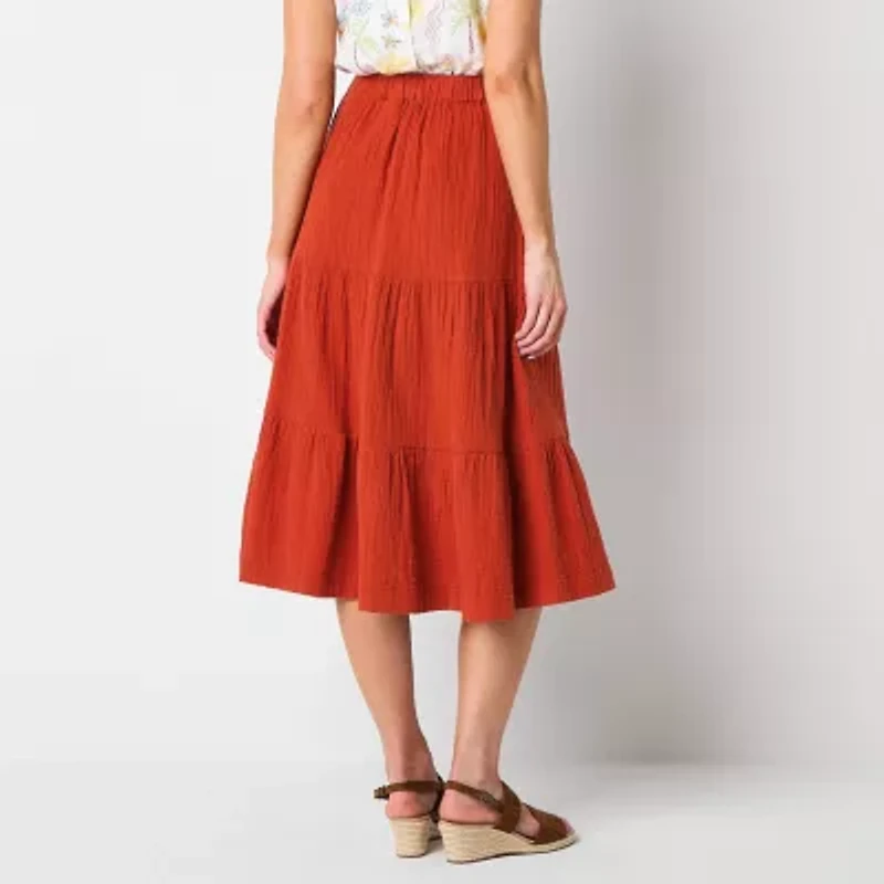 St. John's Bay Womens Tall Midi A-Line Skirt