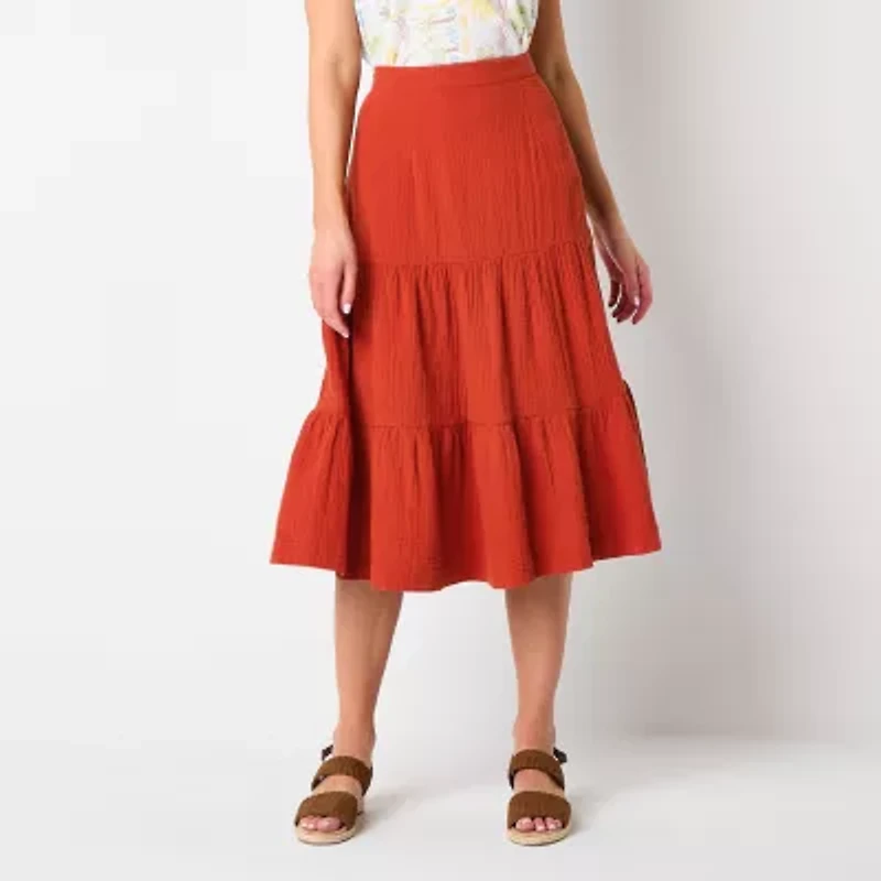 St. John's Bay Womens Tall Midi A-Line Skirt