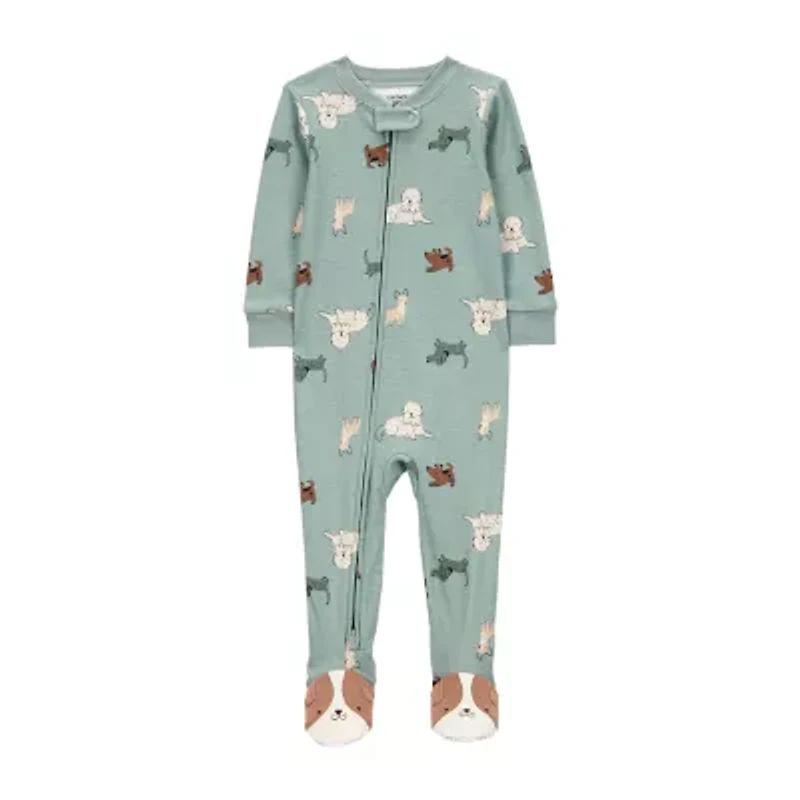 Carter's Toddler Boys Footed Rib Round Neck Long Sleeve One Piece Pajama