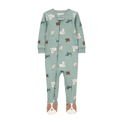 Carter's Toddler Boys Footed Rib Round Neck Long Sleeve One Piece Pajama