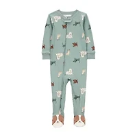 Carter's Toddler Boys Footed Rib Round Neck Long Sleeve One Piece Pajama