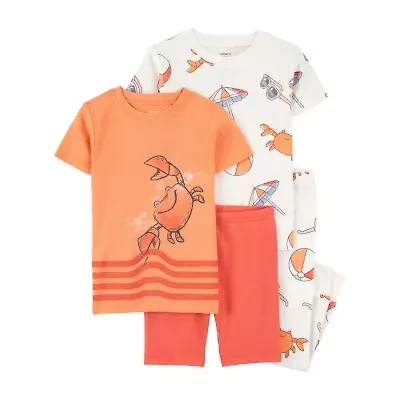 Carter's Toddler Boys Rib Round Neck Short Sleeve 4-pc. Pajama Sets
