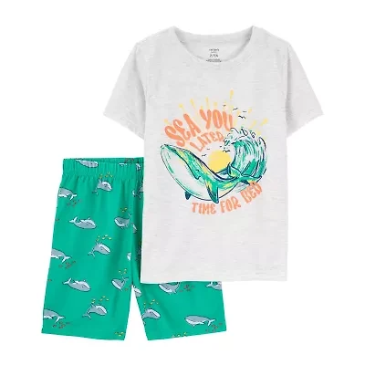 Carter's Little & Big Kid Boys Rib Round Neck Short Sleeve 2-pc. Pajama Sets