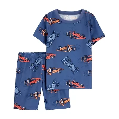 Carter's Little & Big Kid Boys Rib Round Neck Short Sleeve 2-pc. Pajama Sets