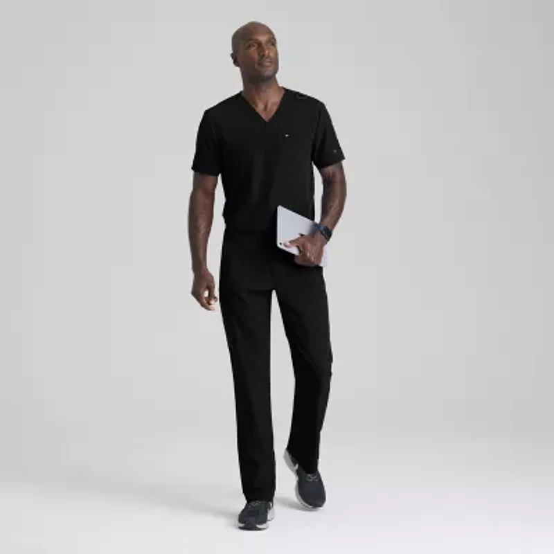 Barco Unify But153 Rally 3-Pocket Mens V Neck Short Sleeve Stretch Fabric Moisture Wicking Wrinkle Resistant Scrub Top