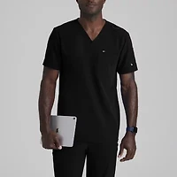 Barco Unify But153 Rally 3-Pocket Mens V Neck Short Sleeve Stretch Fabric Moisture Wicking Wrinkle Resistant Scrub Top