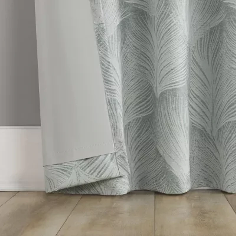 Indigo Road by Egypt Sherrod Coppa Leaf Motif Magnetic Closure Back Tab 100% Blackout Single Curtain Panel