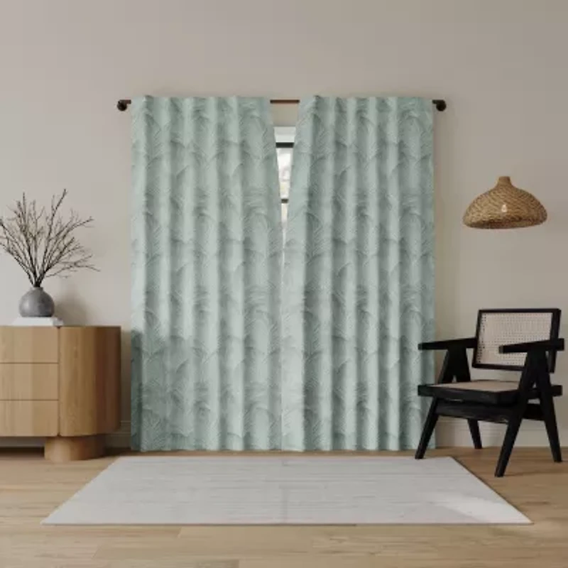 Indigo Road by Egypt Sherrod Coppa Leaf Motif Magnetic Closure Back Tab 100% Blackout Single Curtain Panel