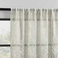 Indigo Road by Egypt Sherrod Palo Global Embroidery Rod Pocket Embroidered Light-Filtering Single Curtain Panel