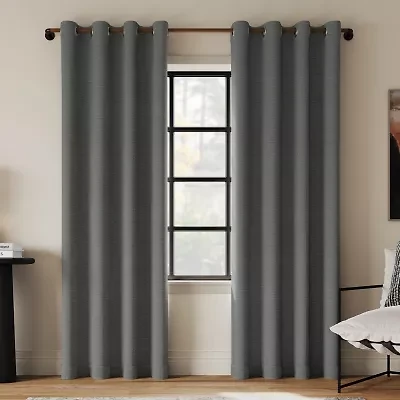 Indigo Road by Egypt Sherrod Sarasi Contrast Tweed Magnetic Closure Grommet Top 100% Blackout Single Curtain Panel