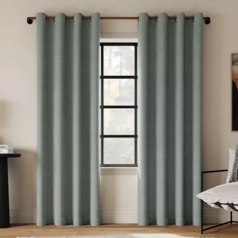 Indigo Road by Egypt Sherrod Sarasi Contrast Tweed Magnetic Closure Grommet Top 100% Blackout Single Curtain Panel