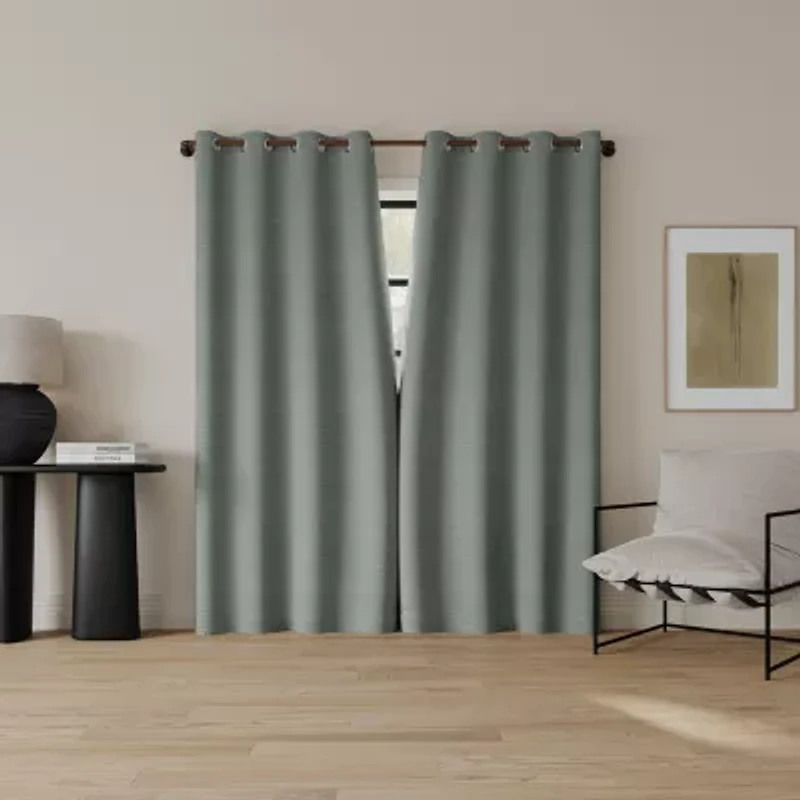 Indigo Road by Egypt Sherrod Sarasi Contrast Tweed Magnetic Closure Grommet Top 100% Blackout Single Curtain Panel