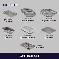 Circulon® Total Nonstick Bakeware, 10-Piece Set, Gray