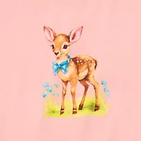 Baby Deer Semi Fit Tee Womens Crew Neck Short Sleeve Fitted Juniors Graphic T-Shirt
