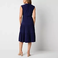 Black Label by Evan-Picone Womens Sleeveless Midi Fit + Flare Dress