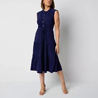 Black Label by Evan-Picone Womens Sleeveless Midi Fit + Flare Dress