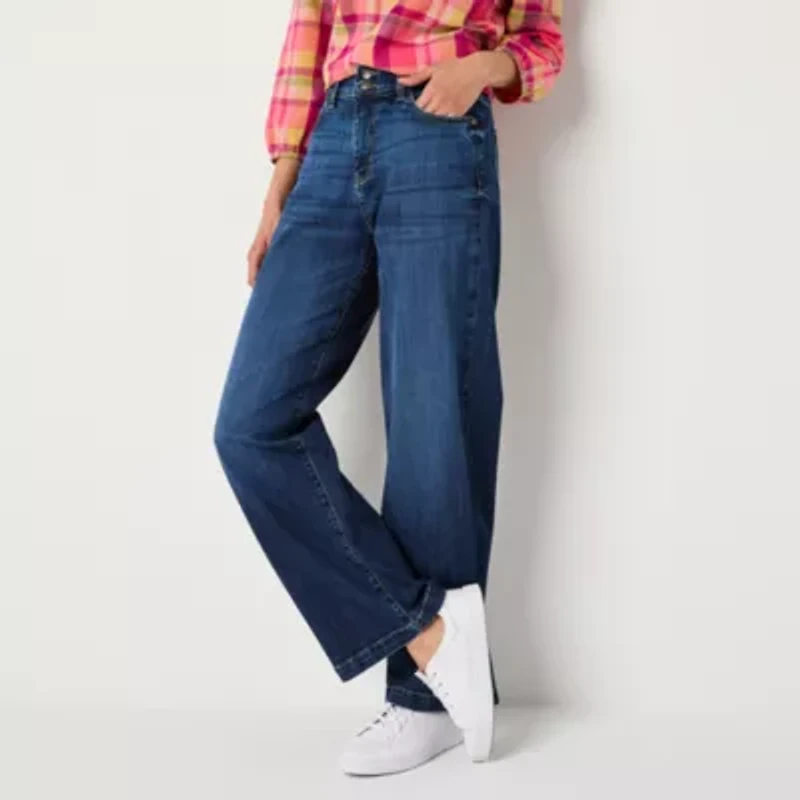 St. John's Bay Womens High Rise Wide Leg Jean