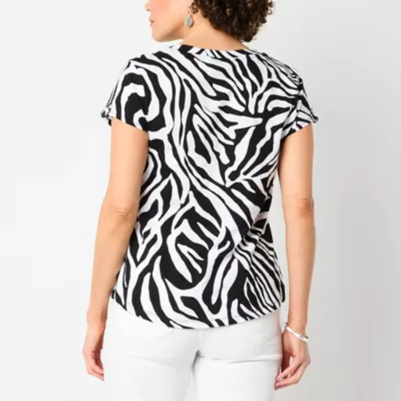 Liz Claiborne Womens V Neck Short Sleeve T-Shirt