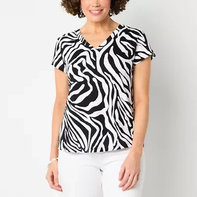 Liz Claiborne Womens V Neck Short Sleeve T-Shirt