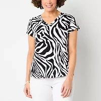 Liz Claiborne Womens V Neck Short Sleeve T-Shirt