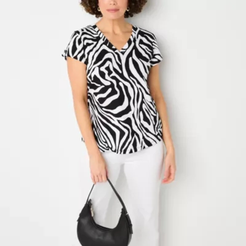 Liz Claiborne Womens V Neck Short Sleeve T-Shirt