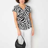 Liz Claiborne Womens V Neck Short Sleeve T-Shirt