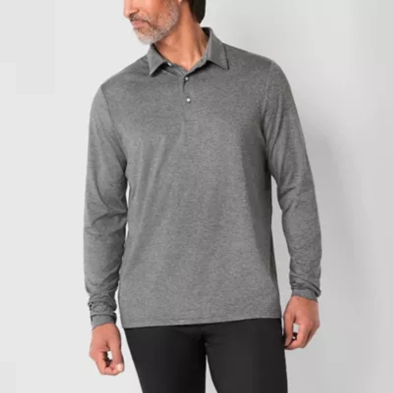 St. John's Bay Performance Mens Classic Fit Long Sleeve Polo Shirt