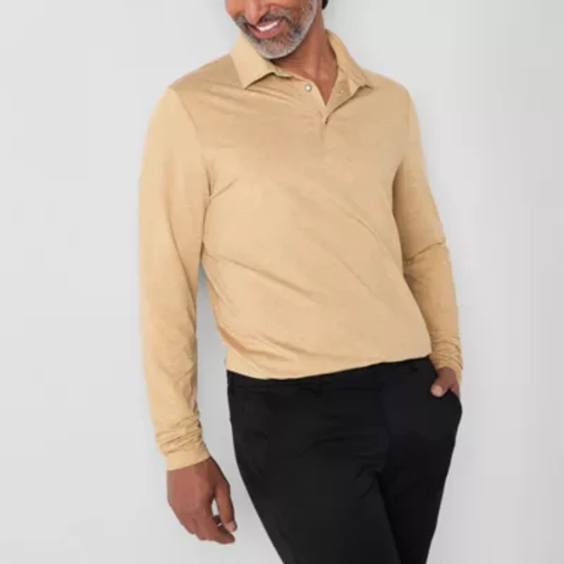St. John's Bay Performance Mens Classic Fit Long Sleeve Polo Shirt