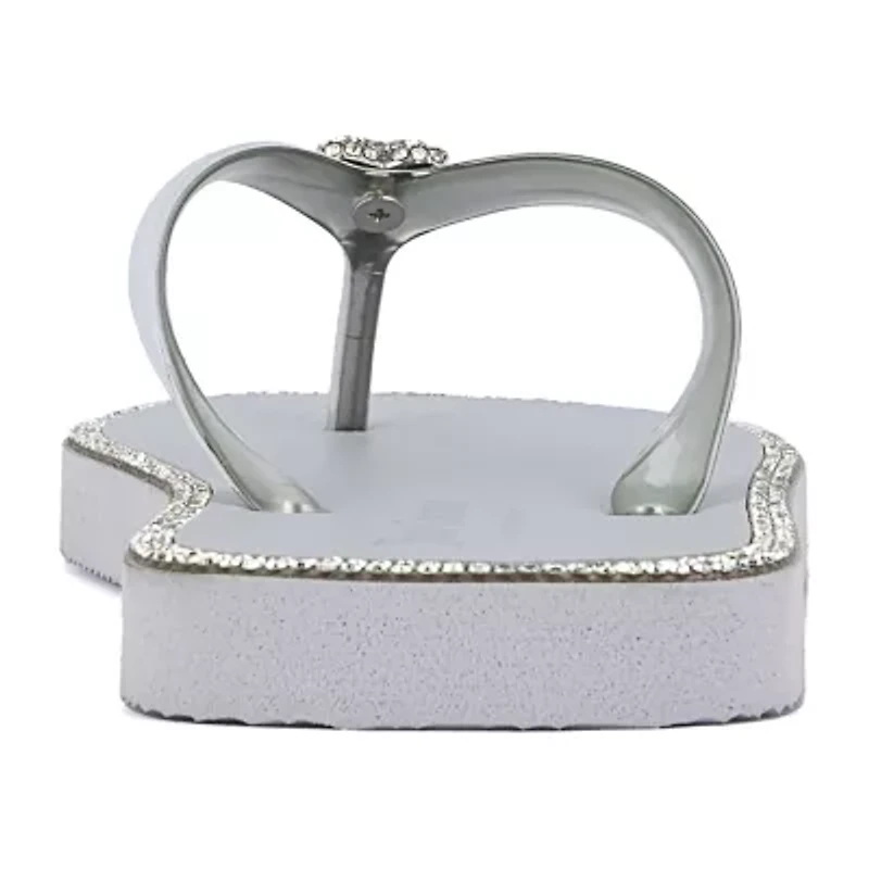 Juicy Couture Womens Bling Heart Flip-Flops