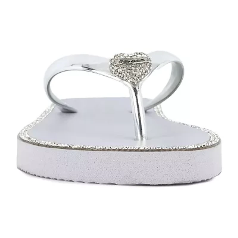 Juicy Couture Womens Bling Heart Flip-Flops