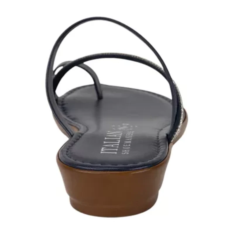 Italian Shoemakers Womens Havena Toe Ring Strap Flat Sandals