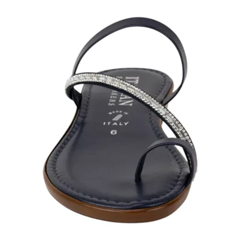 Italian Shoemakers Womens Havena Toe Ring Strap Flat Sandals
