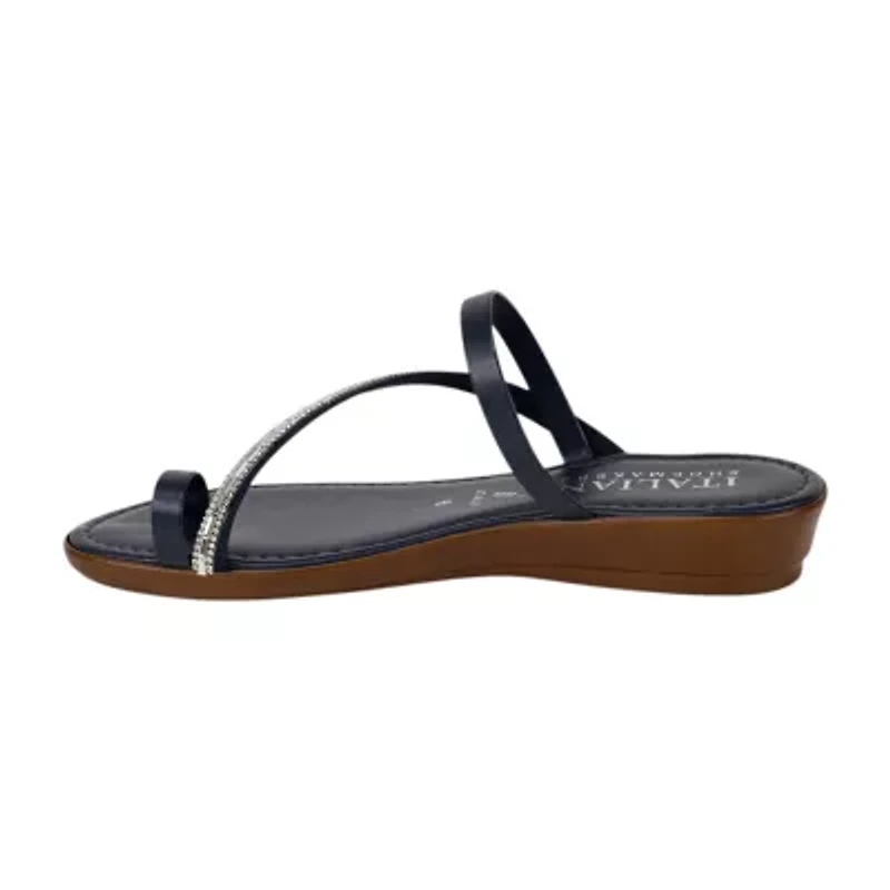 Italian Shoemakers Womens Havena Toe Ring Strap Flat Sandals