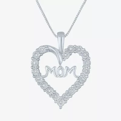 Yes, Please! (G-H / Si2-I1) Womens Diamond Accent Lab Grown White Diamond Pure Silver Over Brass Heart 18 Inch Pendant Necklace