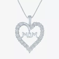 Yes, Please! (G-H / Si2-I1) Womens Diamond Accent Lab Grown White Diamond Pure Silver Over Brass Heart 18 Inch Pendant Necklace