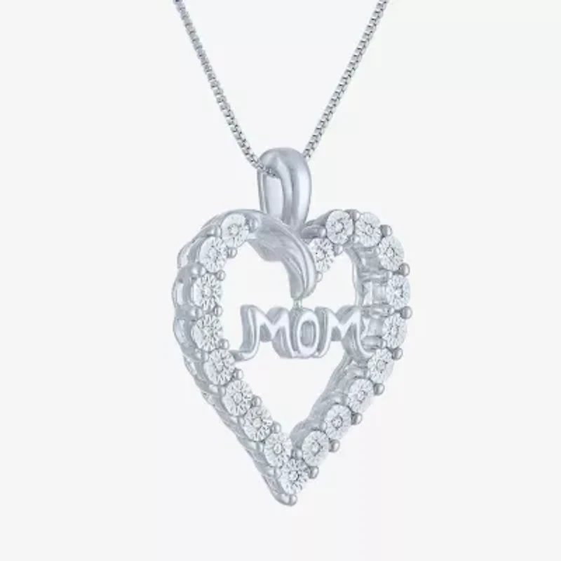 Yes, Please! (G-H / Si2-I1) Womens Diamond Accent Lab Grown White Diamond Pure Silver Over Brass Heart 18 Inch Pendant Necklace