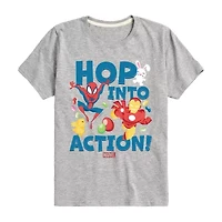 Disney Collection Little & Big Kid Boys Crew Neck Short Sleeve Regular Fit Iron Man Spiderman Graphic T-Shirt