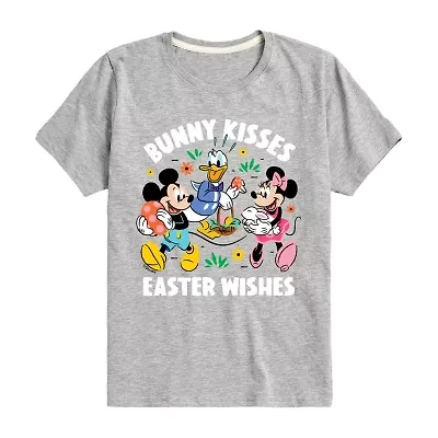 Disney Collection Little & Big Kid Boys Crew Neck Short Sleeve Regular Fit Donald Duck Mickey Mouse Minnie Graphic T-Shirt