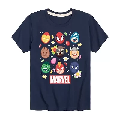 Disney Collection Little & Big Kid Boys Crew Neck Short Sleeve Regular Fit Captain America Groot Hulk Graphic T-Shirt