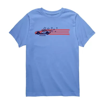 Disney Collection Little & Big Kid Boys Crew Neck Short Sleeve Regular Fit Cars Graphic T-Shirt