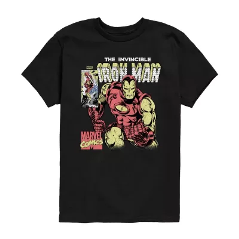 Disney Collection Little & Big Kid Boys Crew Neck Short Sleeve Regular Fit Iron Man Marvel Graphic T-Shirt