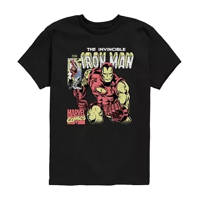 Disney Collection Little & Big Kid Boys Crew Neck Short Sleeve Regular Fit Iron Man Marvel Graphic T-Shirt